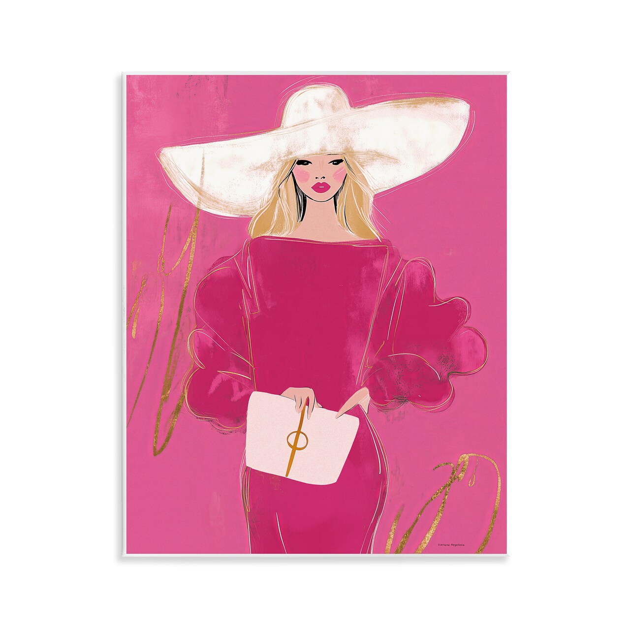 Stupell Industries Lady In Pink with Hat Wall Plaque, design by Svetlana Aleynikova